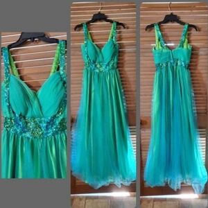 Long green-blue dress